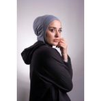 Hürrem Bone 2106_25 Füme Viskon Kumaş Hijab Spor Pratik Hazır Geçmeli Bone