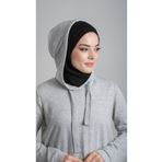Hürrem Bone 2108_01 Siyah Viskon Kumaş Penye Pratik Hazır Geçmeli Şal