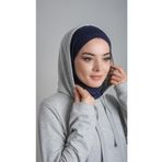 Hürrem Bone 2108_02 Lacivert Viskon Kumaş Penye Pratik Hazır Geçmeli Şal