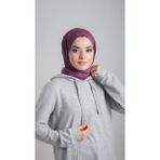 Hürrem Bone 2108_07 Mürdüm Viskon Kumaş Penye Şal Pratik Hazır Geçmeli Şal