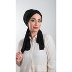 Hürrem Bone 2111_01 Siyah Kesik Elyaf Sade Pratik Hazır Geçmeli Tesettür Bone