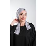 Hürrem Bone 2111_15 Gri Kesik Elyaf Sade Pratik Hazır Geçmeli Tesettür Bone