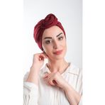 Hürrem Bone 2111_16 Bordo Kesik Elyaf Sade Pratik Hazır Geçmeli Tesettür Bone
