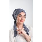 Hürrem Bone 2111_25 Füme Kesik Elyaf Sade Pratik Hazır Geçmeli Tesettür Bone
