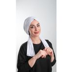 Hürrem Bone 2111_42 Beyaz Kesik Elyaf Sade Pratik Hazır Geçmeli Tesettür Bone