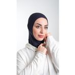 Hürrem Bone 2113_02 Lacivert Sandy Kumaş Spor Hijab Pratik Hazır Geçmeli Tesettür Bone