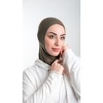 Hürrem Bone 2113_09 Haki Sandy Kumaş Spor Hijab Pratik Hazır Geçmeli Tesettür Bone