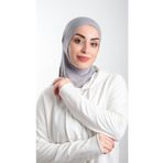 Hürrem Bone 2113_15 Gri Sandy Kumaş Spor Hijab Pratik Hazır Geçmeli Tesettür Bone