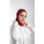 Hürrem Bone 2113_16 Bordo Sandy Kumaş Spor Hijab Pratik Hazır Geçmeli Tesettür Bone