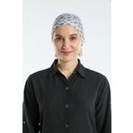Hürrem Bone 2117_02 Lacivert Sandy Kumaş Geometrik Pratik Hazır Geçmeli Tesettür Bone