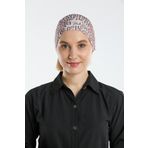 Hürrem Bone 2117_10 Vizon Sandy Kumaş Geometrik Pratik Hazır Geçmeli Tesettür Bone