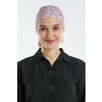 Hürrem Bone 2117_16 Bordo Sandy Kumaş Geometrik Pratik Hazır Geçmeli Tesettür Bone