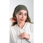 Hürrem Bone 3007_09 Haki Viskon Kumaş Sade Pratik Hazır Geçmeli Tesettür Bone