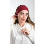 Hürrem Bone 3007_16 Bordo Viskon Kumaş Sade Pratik Hazır Geçmeli Tesettür Bone