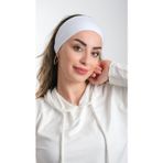 Hürrem Bone 3007_42 Beyaz Viskon Kumaş Sade Pratik Hazır Geçmeli Tesettür Bone