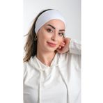 Hürrem Bone 3007_42 Beyaz Viskon Kumaş Sade Pratik Hazır Geçmeli Tesettür Bone