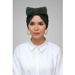 Hürrem Bone 7006_09 Haki Sandy Kumaş Fiyonklu Büzgülü Pratik Hazır Geçmeli Tesettür Bone