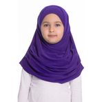 Hürrem Bone 78_22 Mor Sandy Kumaş Kendinden Boneli Pratik Hazır Geçmeli Çocuk Tesettür Bone