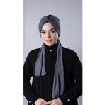 Hürrem Bone Antrasit Pratik Hazır Geçmeli Tesettür Bone Sandy Kumaş Atkılı 2204_25