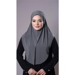 Hürrem Bone Antrasit Pratik Hazır Geçmeli Tesettür Eşarp Sandy Kumaş Yırtmaçlı Düz Hijab 2310_25