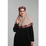 Hürrem Bone Bej Pratik Hazır Geçmeli Tesettür Eşarp Sandy Renkli Desenli Fileli 2401_12
