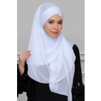 HÜRREM BONE Beyaz Arkadan Bağlamalı Şal Şifon Çapraz Üç Bantlı _42 1457