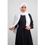 HÜRREM BONE Beyaz Arkadan Bağlamalı Şal Viskon Kumaş Üç Bantlı _42 2103