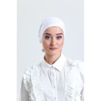 Hürrem Bone Beyaz Arkadan Bağlamalı Tesettür Bone Penye Kumaş Düz Bone 1011 42 Beyaz