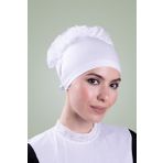 Hürrem Bone Beyaz Arkadan Bağlamalı Tesettür Bone Viskon Kumaş Fırfır Bone 1006_42