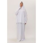 Hürrem Bone Beyaz Iki Parça Namaz Elbisesi Pamuk Kumaş Dantelli 2205_42 - Standart