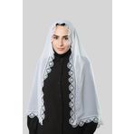 Hürrem Bone Beyaz Namaz Başörtüsü Şal Şifon Güpürlü 202106_42