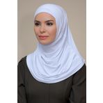 HÜRREM BONE Beyaz Pratik Hazır Geçmeli Tesettür Eşarp Sandy Kumaş Kendinden Boneli _42 1290
