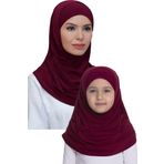 Hürrem Bone Bordo Pratik Anne Kız Kombin Tesettür Eşarp Sandy Kendinden Boneli 129078_16