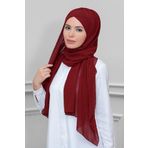 Hürrem Bone Bordo Pratik Hazır Geçmeli Bone Şal Şifon Kendinden Boneli Tek Bantlı 1453_16