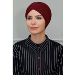 HÜRREM BONE Bordo Pratik Hazır Geçmeli Tesettür Bone Sandy Kumaş Üç Çapraz 1803_16