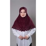 Hürrem Bone Bordo Pratik Hazır Geçmeli Tesettür Eşarp Fukuro Kumaş Piliseli Çiçek Desenli Lazer Kesim 1829_16