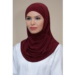 Hürrem Bone Bordo Pratik Hazır Geçmeli Tesettür Eşarp Sandy Kumaş Kendinden Boneli 1290_16