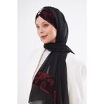 Hürrem Bone Bordo Taşlı Arkadan Bağlamalı Şal Şifon Çiçek Desenli 2319_16