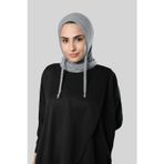 Hürrem Bone Gri Bağcıklı Peluş Balaklava Boyunluklu Bere Jakar Düz 2327_15