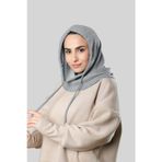 Hürrem Bone Gri Bağcıklı Peluş Salaş Balaklava Boyunluklu Bere Jakar Düz 2328_15