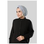 Hürrem Bone Gri Çapraz Büzgülü Piliseli Tesettür Bone Fukuro Kendinden Desenli 2316_15