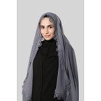 Hürrem Bone Gri Namaz Başörtüsü Şal Şifon Güpürlü 202106_15