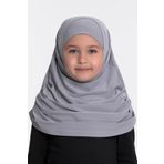 Hürrem Bone Gri Pratik Hazır Geçmeli Çocuk Tesettür Bone Sandy Kumaş Kendinden Boneli 78_15