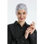 Hürrem Bone Gri Pratik Hazır Geçmeli Tesettür Bone Sandy Kumaş Geometrik 2117_15
