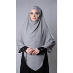 Hürrem Bone Gri Pratik Hazır Geçmeli Tesettür Eşarp Medine İpeği Bağcıklı Çift Katlı Sufle Hijab 2302_15