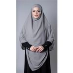Hürrem Bone Gri Pratik Hazır Geçmeli Tesettür Eşarp Medine İpeği Bağcıklı Sufle Hijab 2301_15