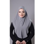 Hürrem Bone Gri Pratik Hazır Geçmeli Tesettür Eşarp Sandy Kumaş Yırtmaçlı Düz Hijab 2310_15