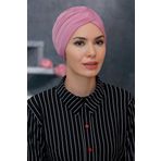 HÜRREM BONE Gül Kurusu Pratik Hazır Geçmeli Tesettür Bone Sandy Kumaş Taçlı Büzgülü 1208_18