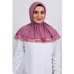 Hürrem Bone Gül Kurusu Pratik Hazır Geçmeli Tesettür Eşarp Viskon Kumaş Çıtçıtlı Dantelli 2105_18