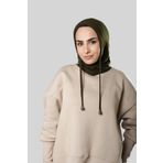 HÜRREM BONE Haki Bağcıklı Balaklava Boyunluklu Bere Triko Düz 2325_09